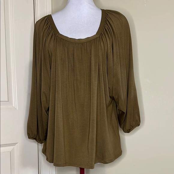 Garnet Hill Tops - Garnet Hill Tan Tencel Relaxed Pleated Top small